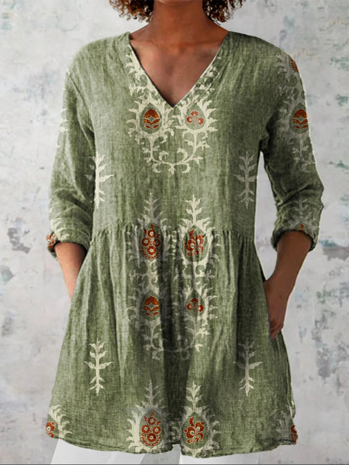 Elise | Longue blouse à col en V