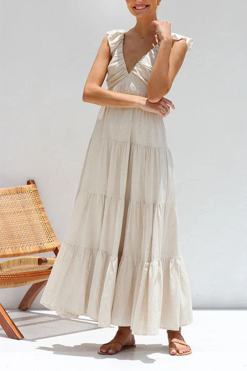 Juliet | Maxi abito con scollo a V e balze