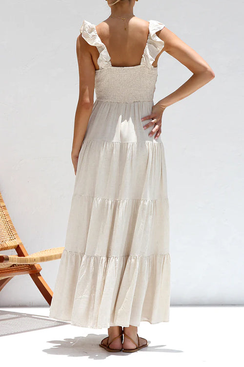 Juliet | Maxi abito con scollo a V e balze