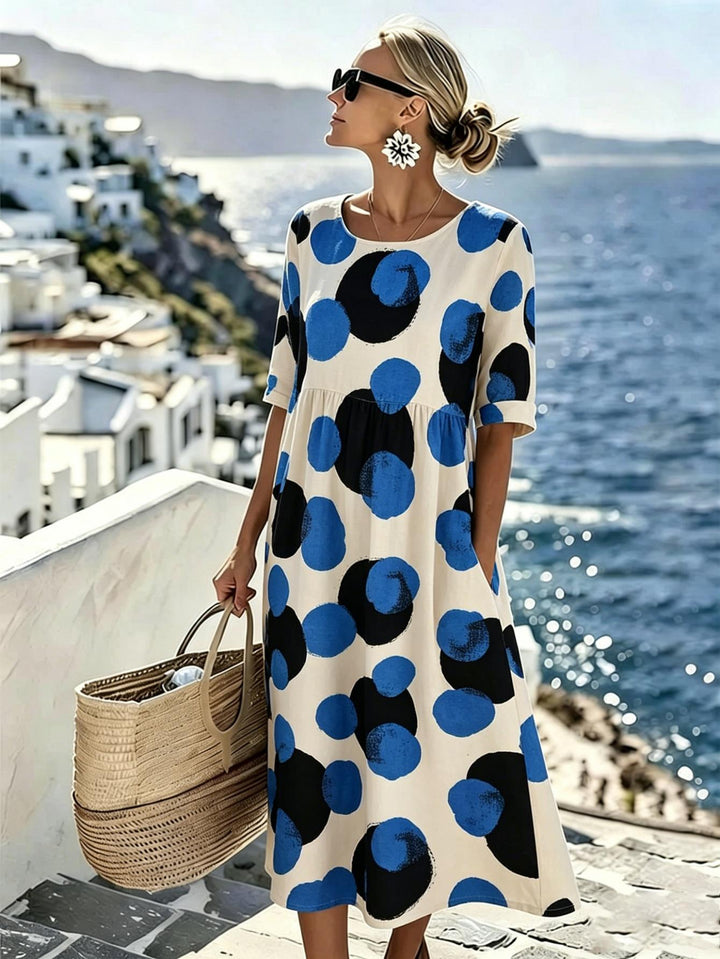 Celeste™ | Robe midi à pois côtiers