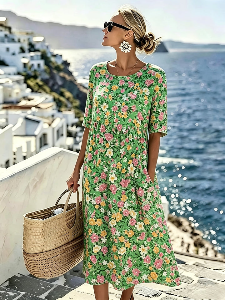 Grace™ - Robe Midi Fleurie Élégante d&