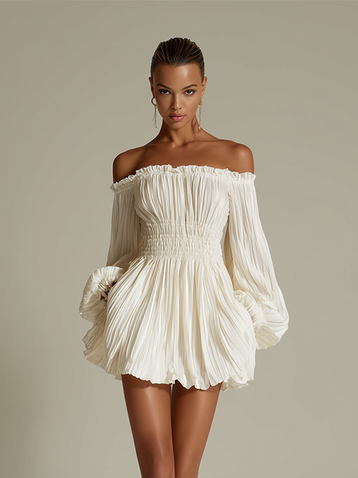 Lily - Robe plissée ivoire