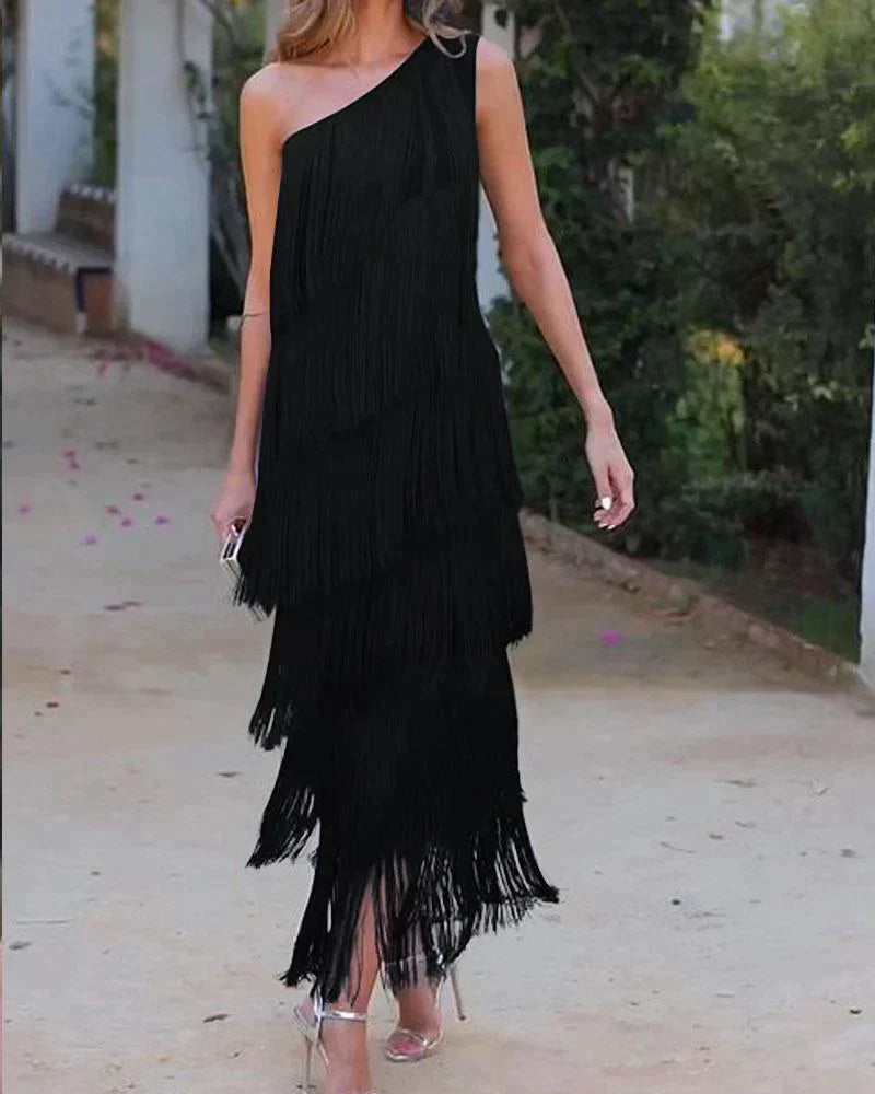 Lauren - Robe longue à franges