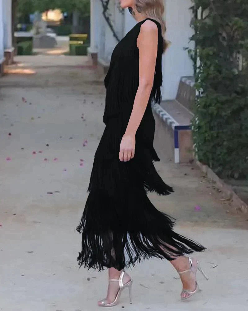 Lauren - Robe longue à franges
