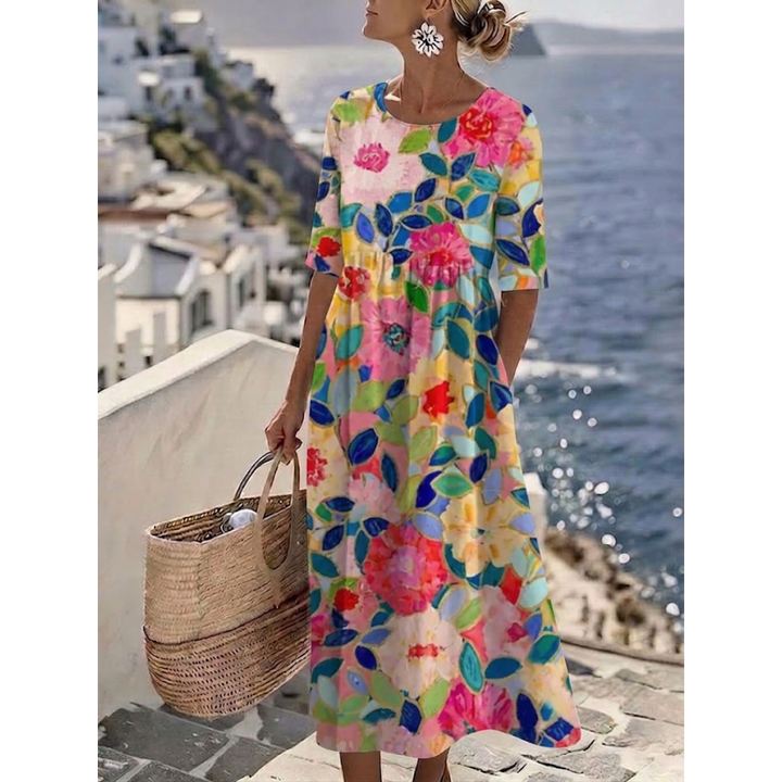 Aurelia™ - Elegante abito midi floreale estivo