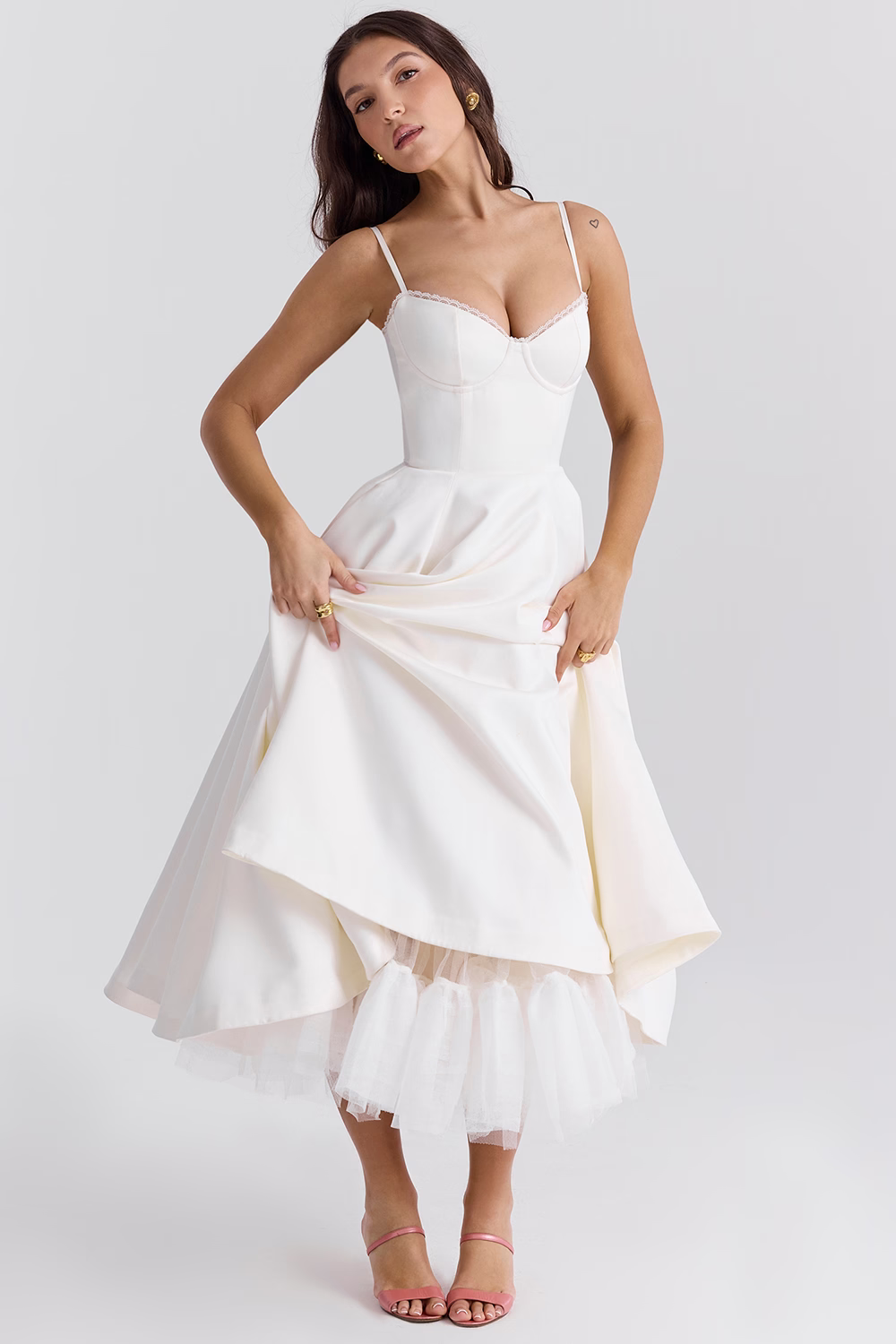 Luce - Abito midi in tulle satinato
