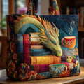 Sac fourre-tout Dragon fait main avec livres et tasses