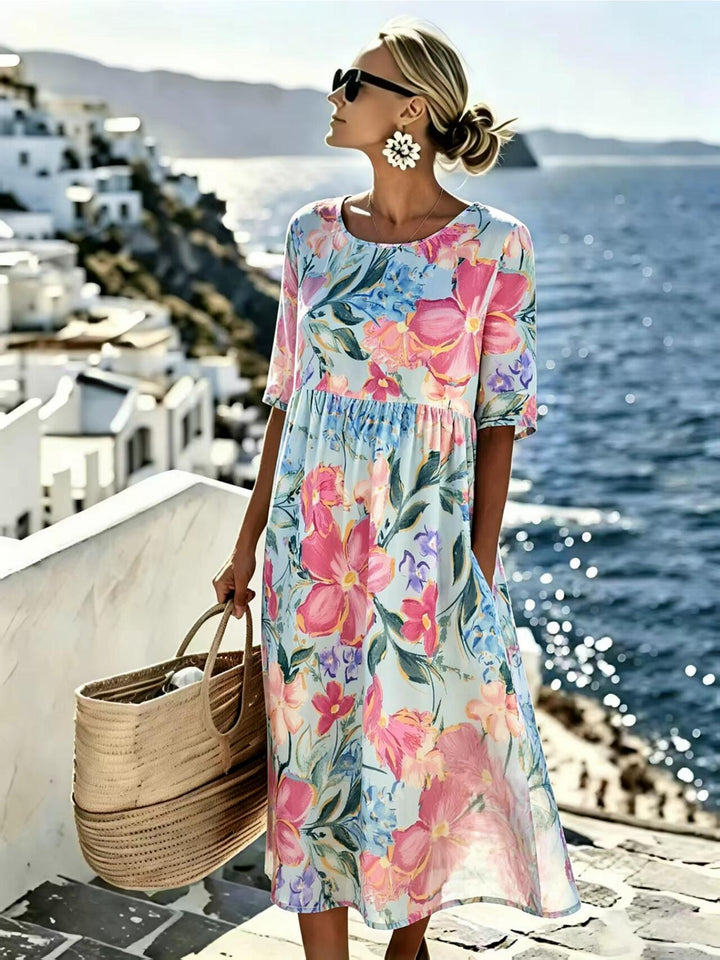 Evie™ - Robe midi élégante à imprimé floral pour l&