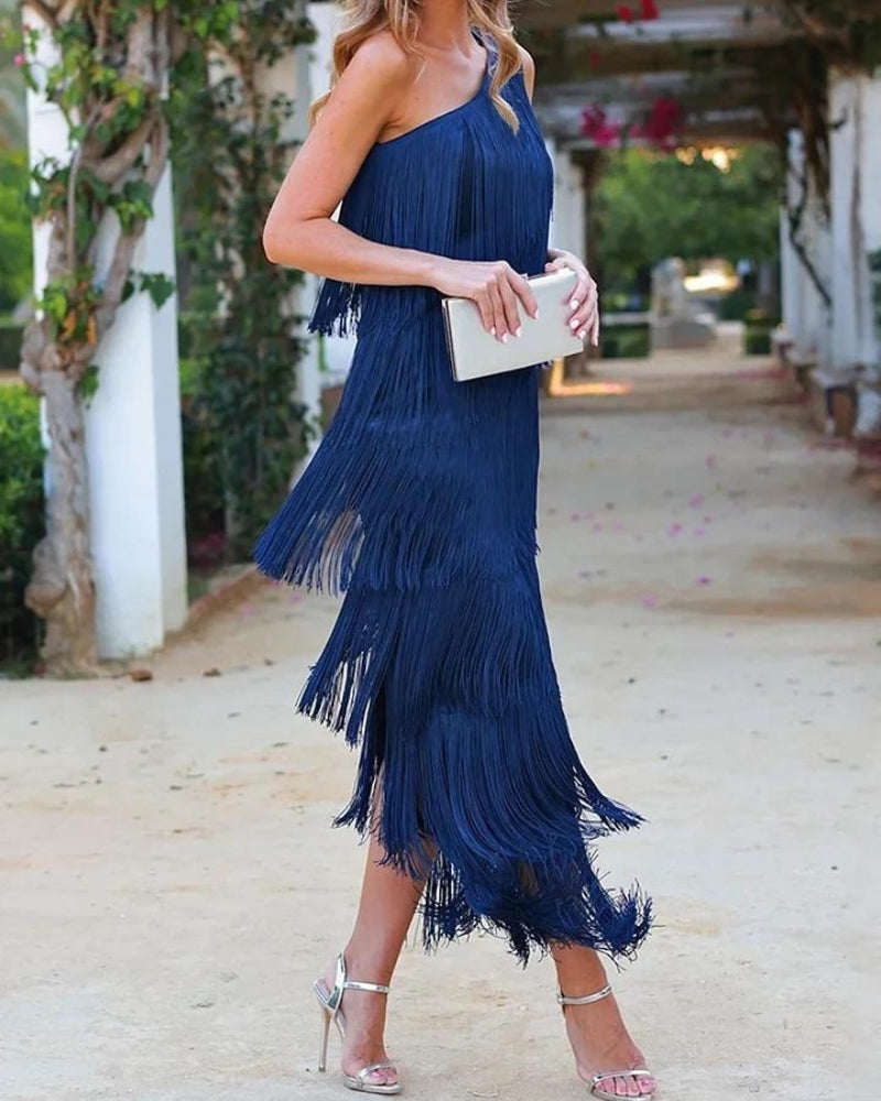 Lauren - Robe longue à franges