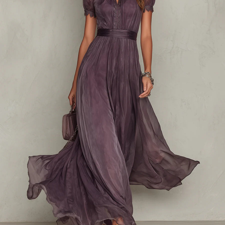 Vivienne | Maxikleid aus Chiffon mit Spitzeneinsatz