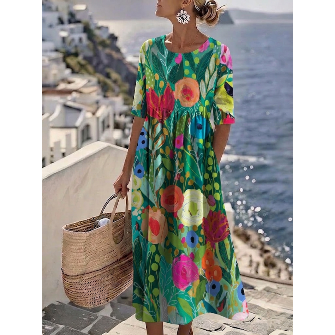 Aurelia™ - Elegante abito midi floreale estivo