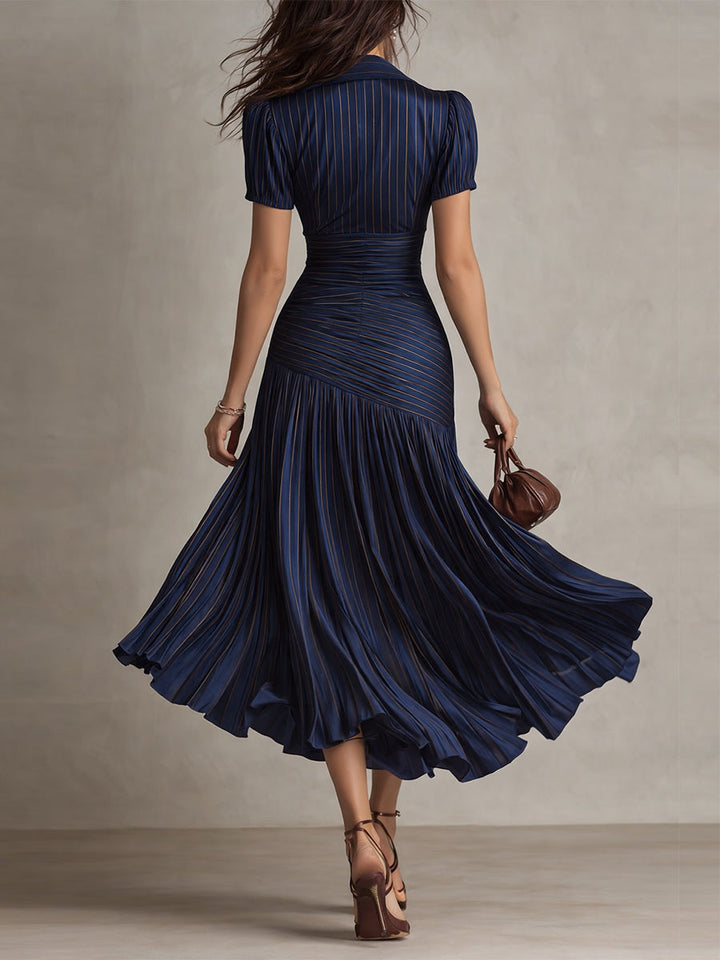 Adriana - Abito midi in raso a righe rétro