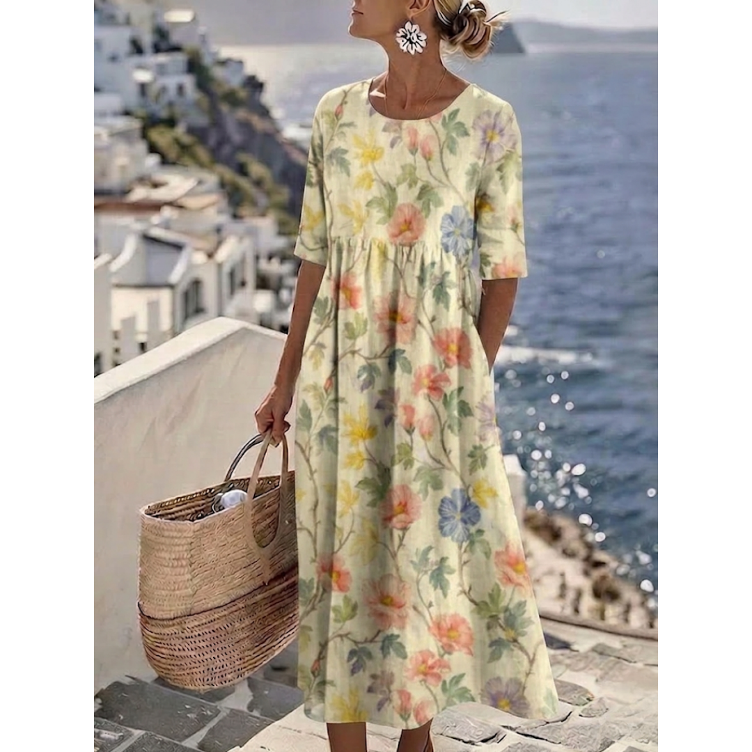 Aurelia™ - Elegante abito midi floreale estivo