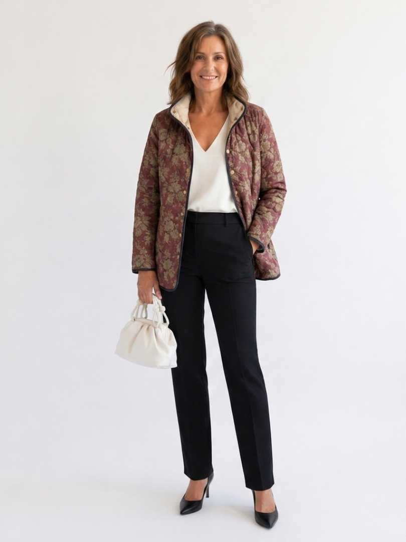Valcor | Doudoune en damas prune Sophie