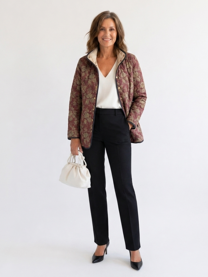 Valcor | Doudoune en damas prune Sophie