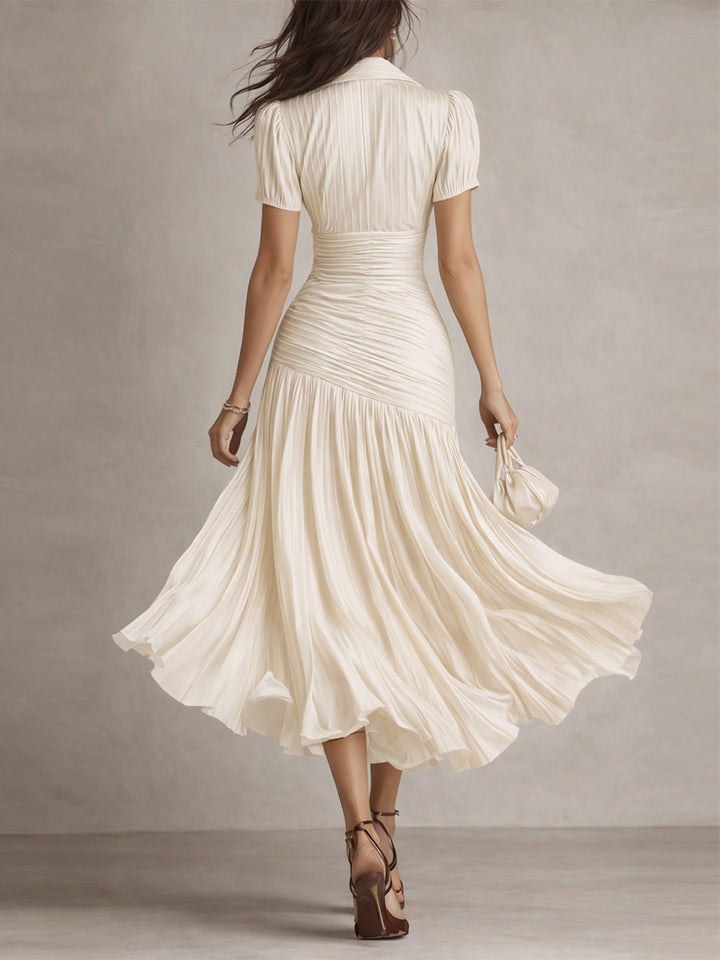 Adriana - Abito midi in raso a righe rétro