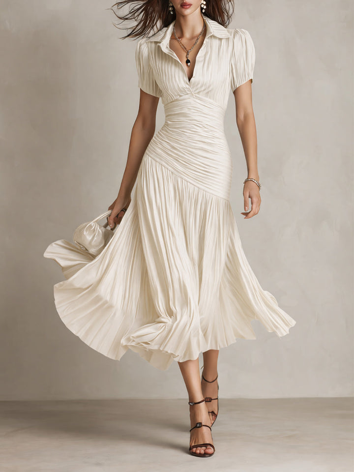 Adriana - Abito midi in raso a righe rétro
