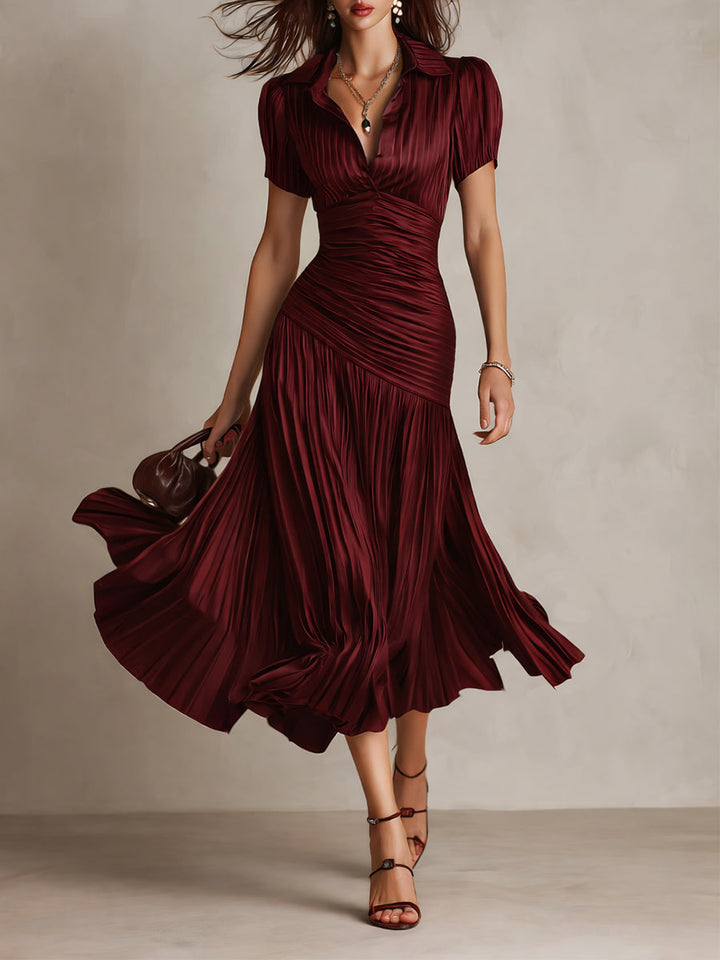 Adriana - Abito midi in raso a righe rétro