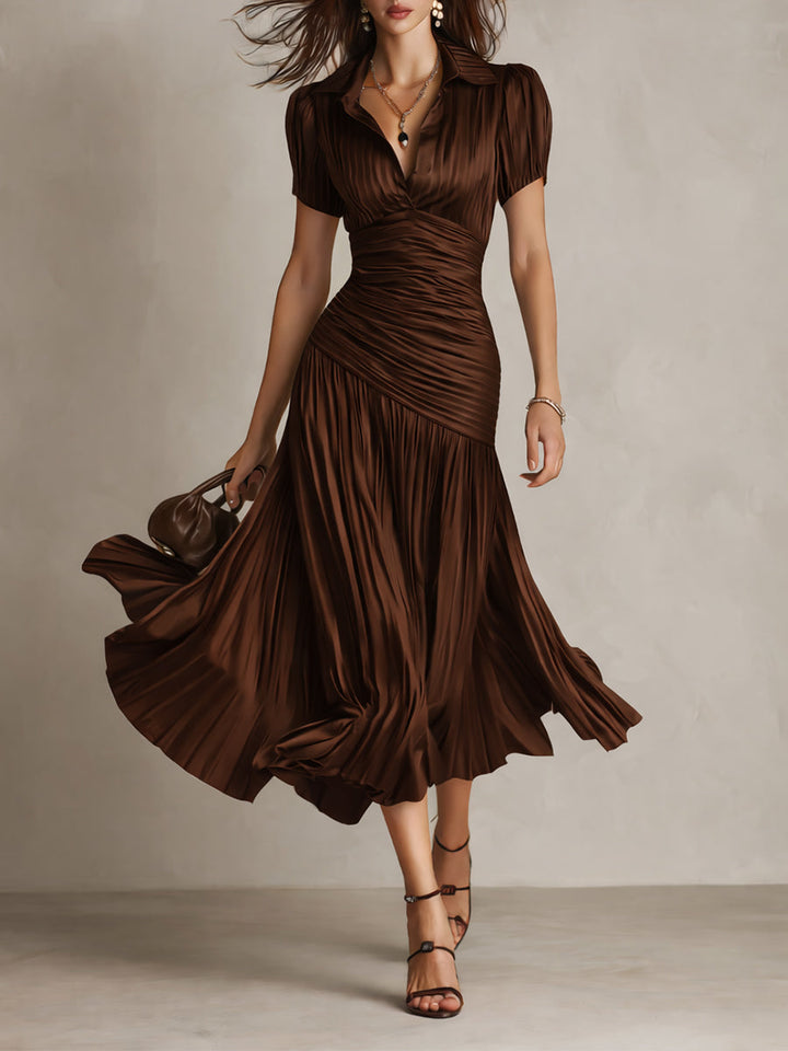 Adriana - Abito midi in raso a righe rétro