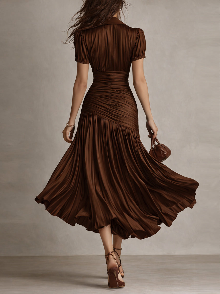Adriana - Abito midi in raso a righe rétro