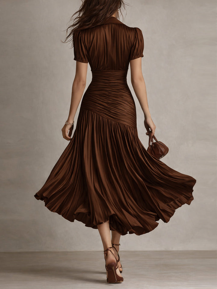 Adriana - Abito midi in raso a righe rétro