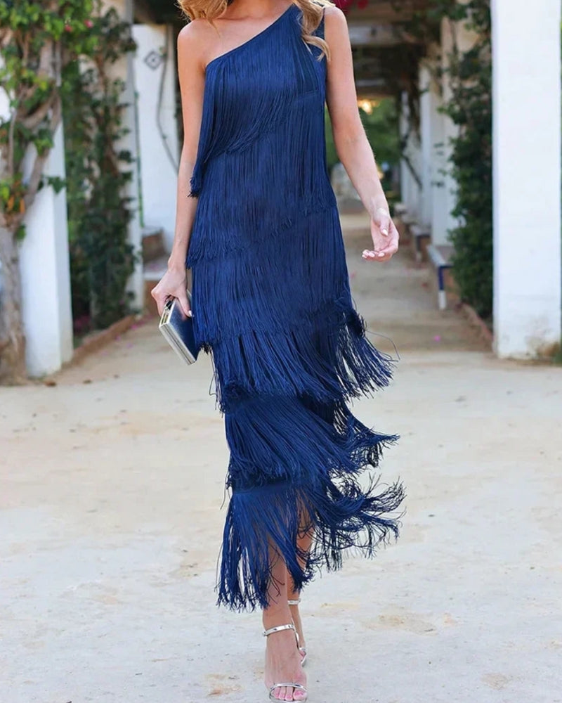 Lauren - Robe longue à franges