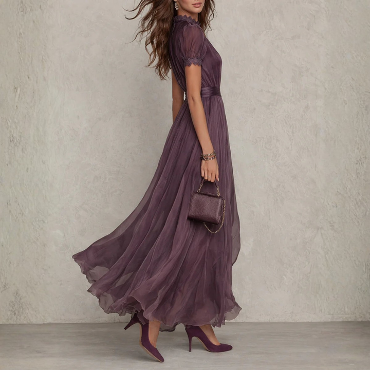 Vivienne | Maxikleid aus Chiffon mit Spitzeneinsatz