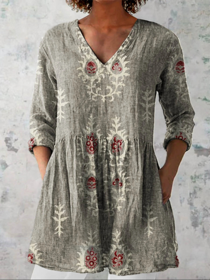 Elise | Longue blouse à col en V