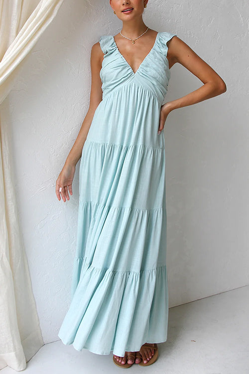 Juliet | Maxi abito con scollo a V e balze
