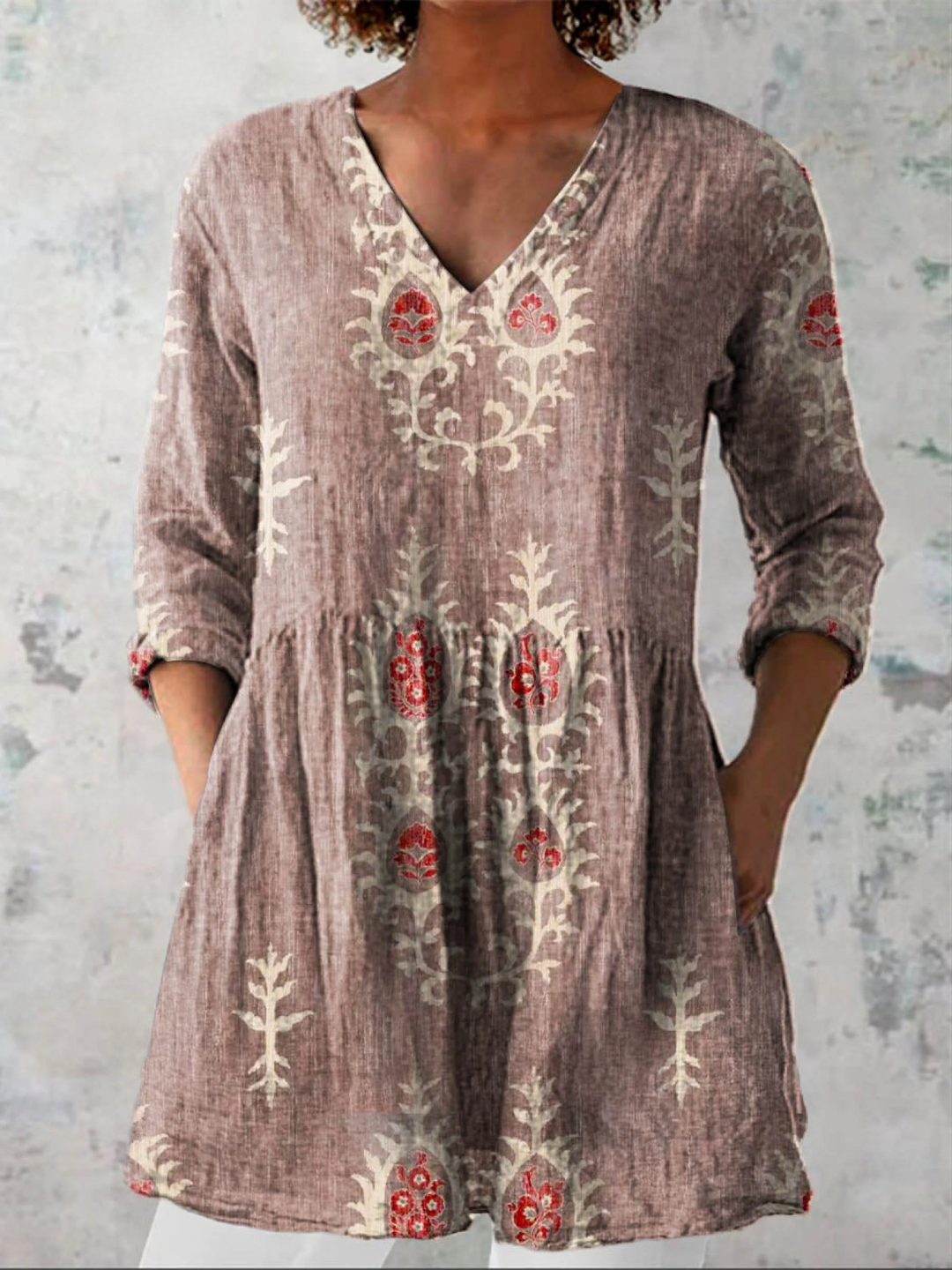 Elise | Longue blouse à col en V