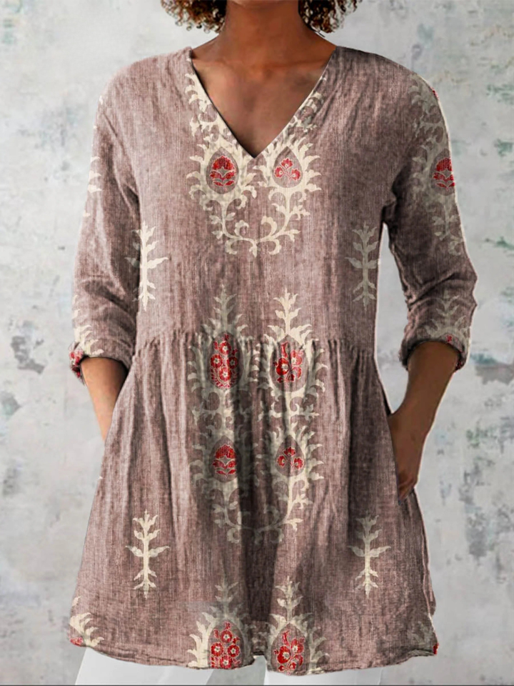 Elise | Longue blouse à col en V
