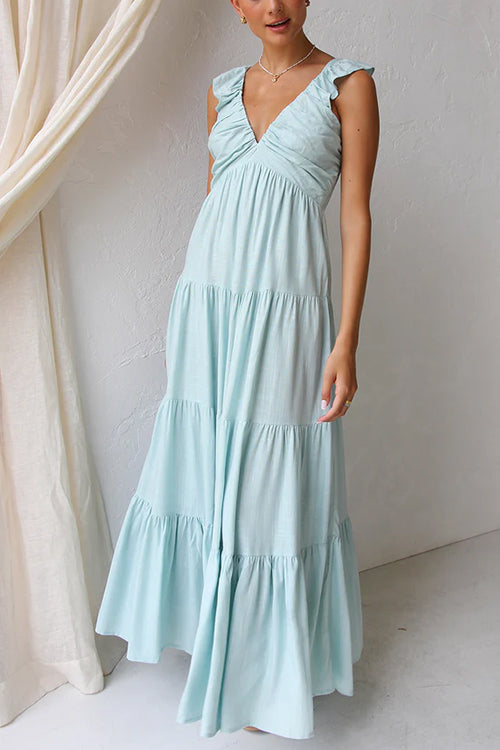 Juliet | Maxi abito con scollo a V e balze