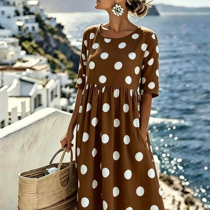Pénélope™ | Robe midi classique à pois