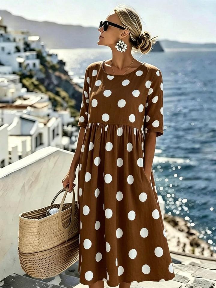 Pénélope™ | Robe midi classique à pois