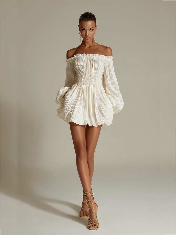 Lily - Robe plissée ivoire