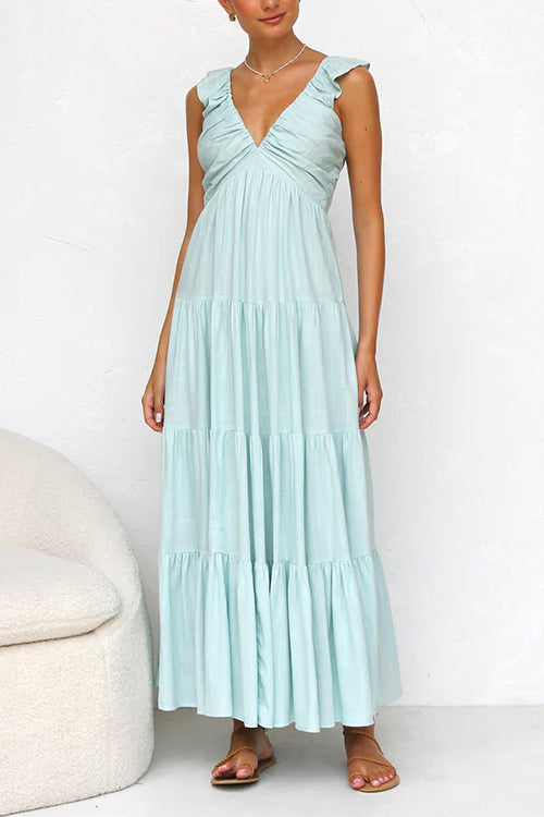 Juliet | Maxi abito con scollo a V e balze