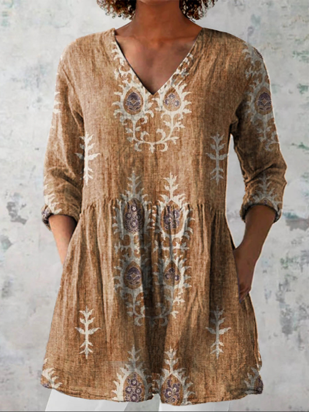 Elise | Longue blouse à col en V