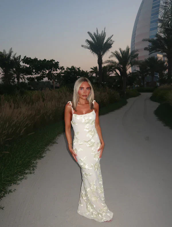 LILY - Robe longue florale à bretelles ajustables