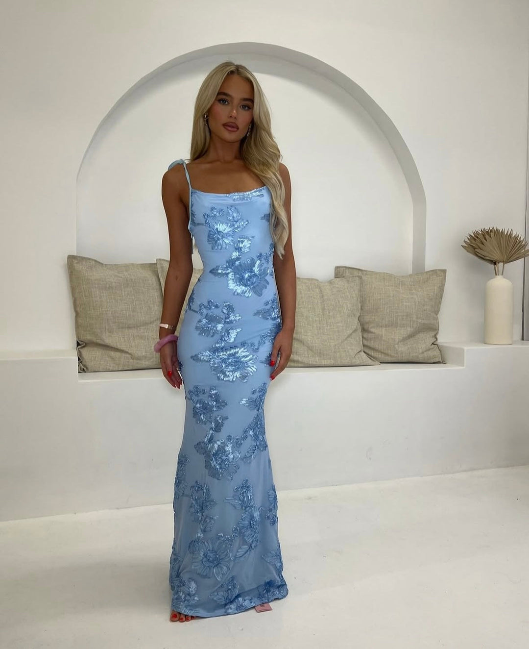LILY - Robe longue florale à bretelles ajustables