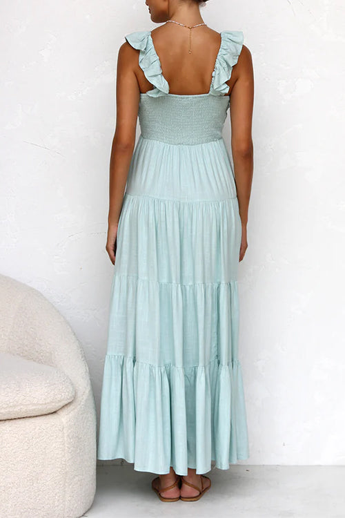 Juliet | Maxi abito con scollo a V e balze