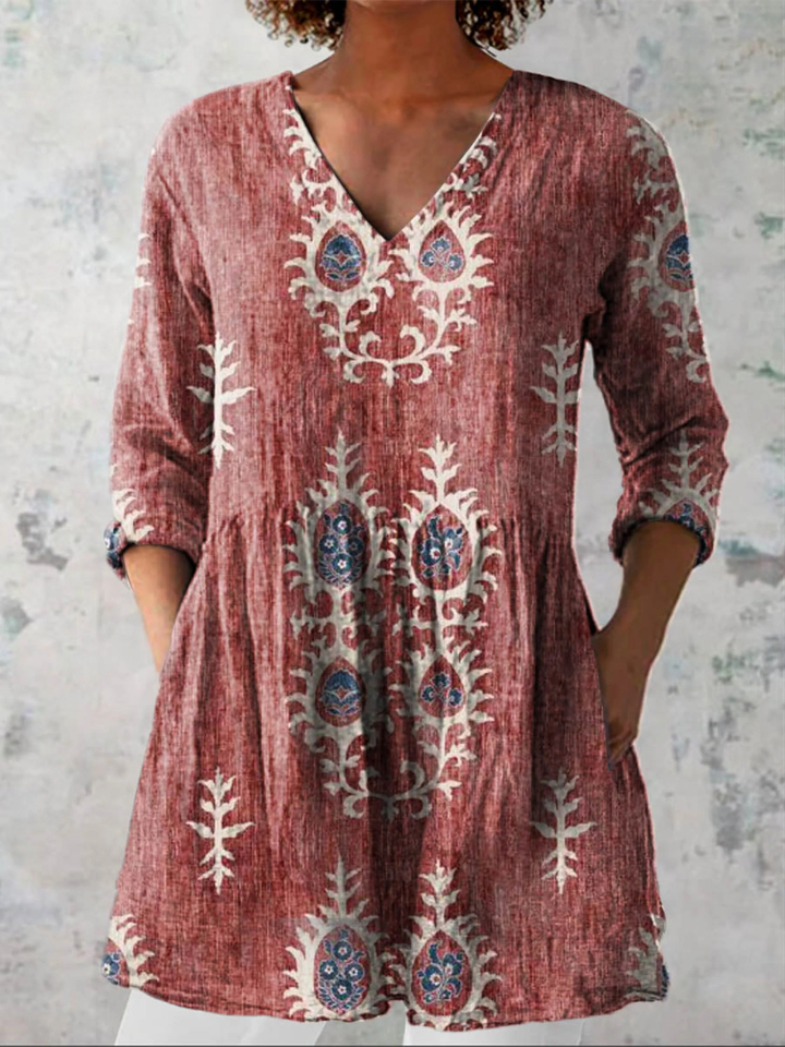 Elise | Longue blouse à col en V
