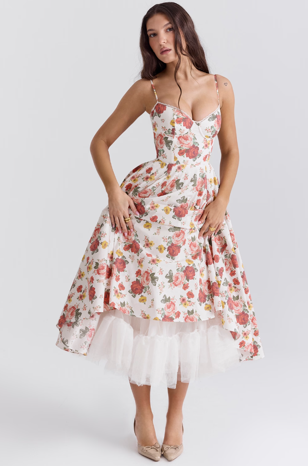 Luce - Abito midi in tulle satinato
