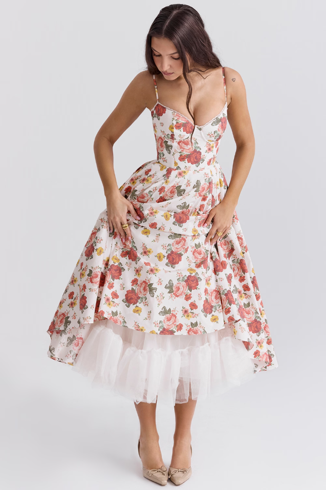 Luce - Abito midi in tulle satinato