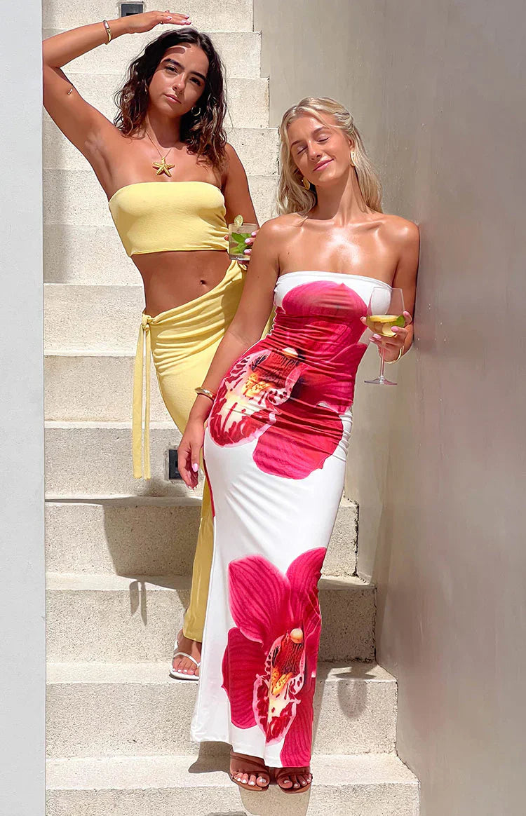 Arizona - Robe longue en maille florale