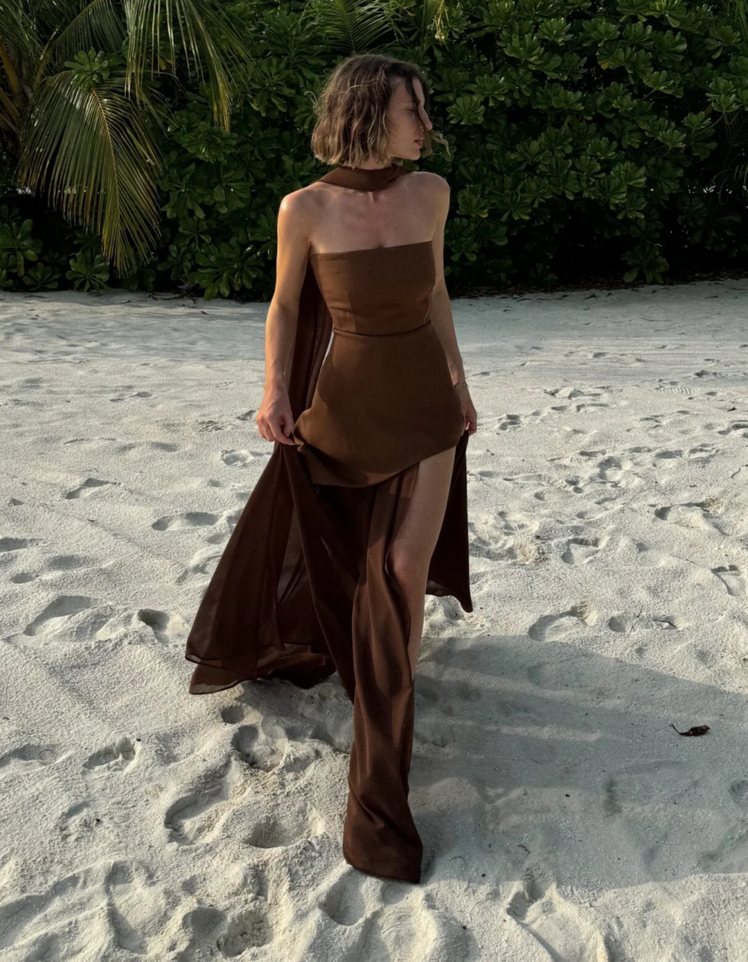 Aylin - Abito lungo in chiffon senza spalline