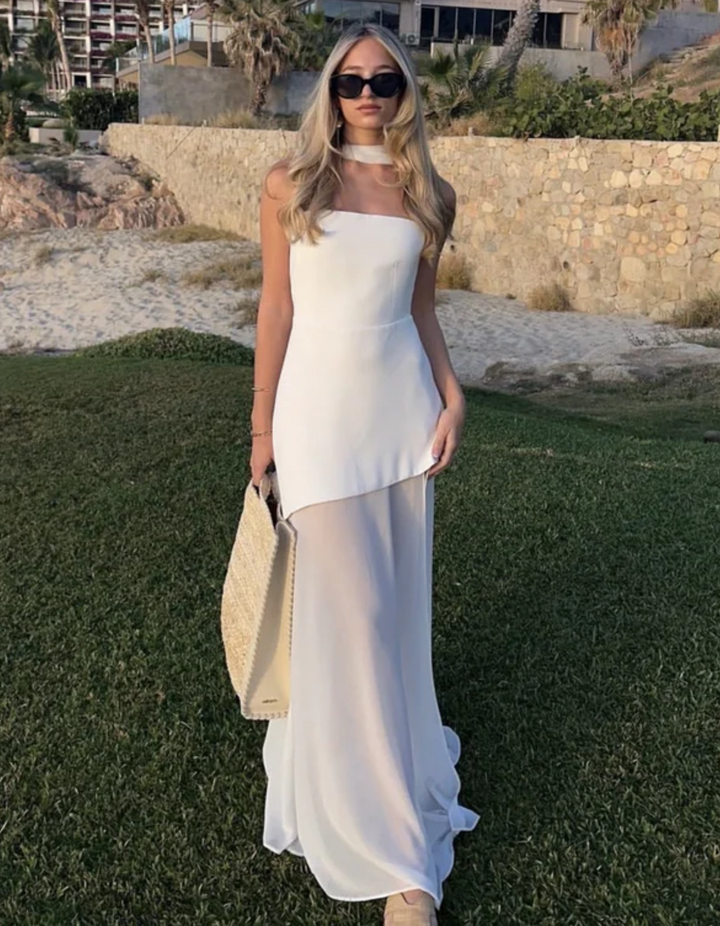 Aylin - Abito lungo in chiffon senza spalline