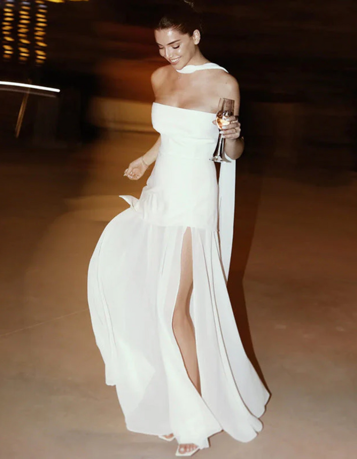 Aylin - Abito lungo in chiffon senza spalline