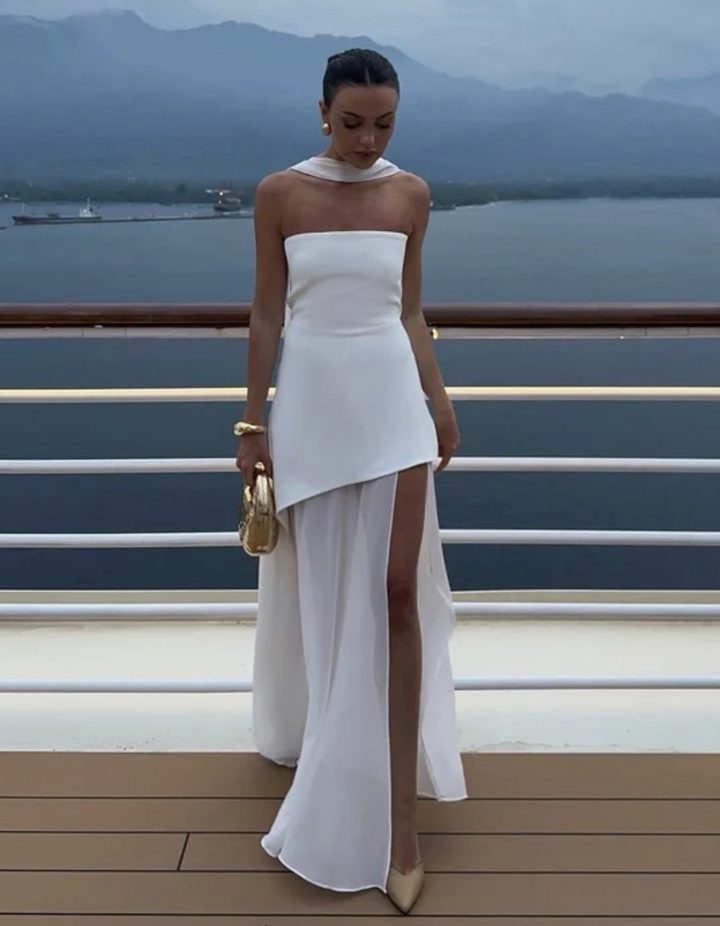 Aylin - Abito lungo in chiffon senza spalline