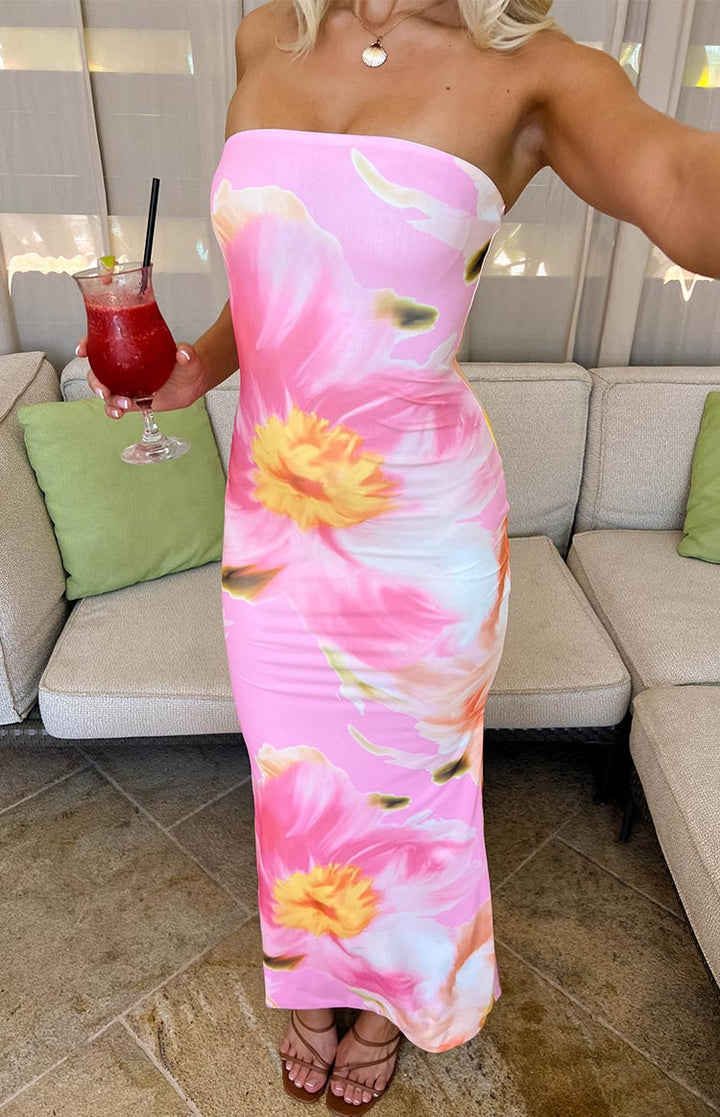 Arizona - Robe longue en maille florale