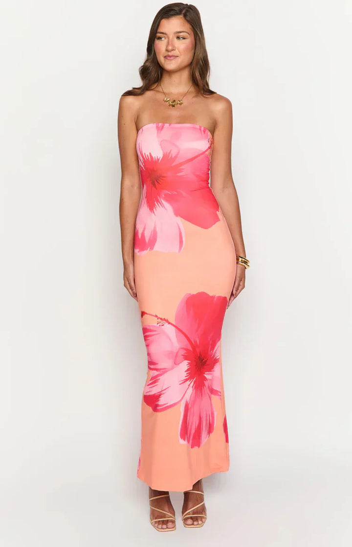 Arizona - Robe longue en maille florale